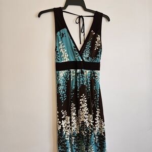 Charlotte Russe Backless Floral Dress - Black, Blue, and White
